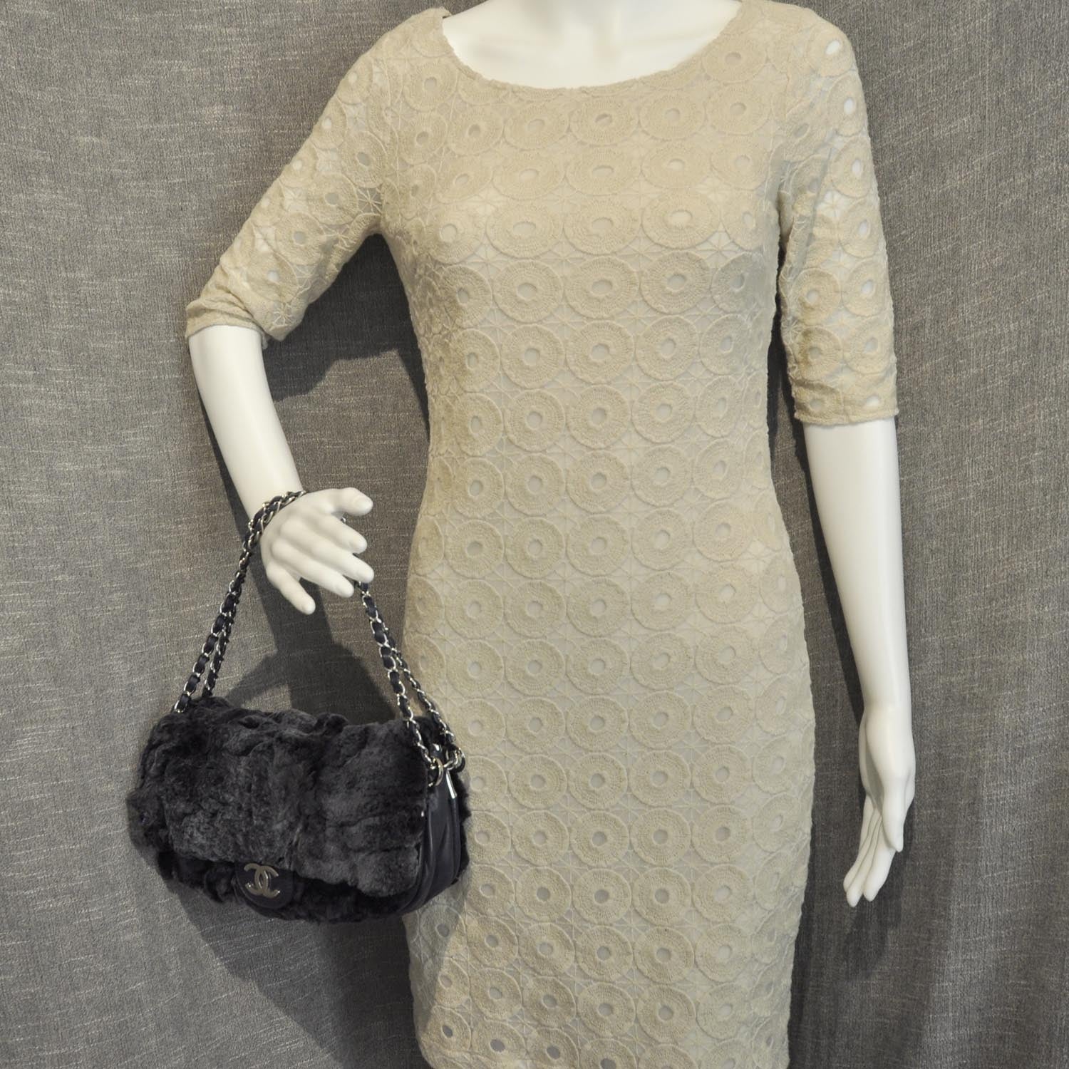 Chanel Lapin Rabbit Fur Flap Blue 2 of 10