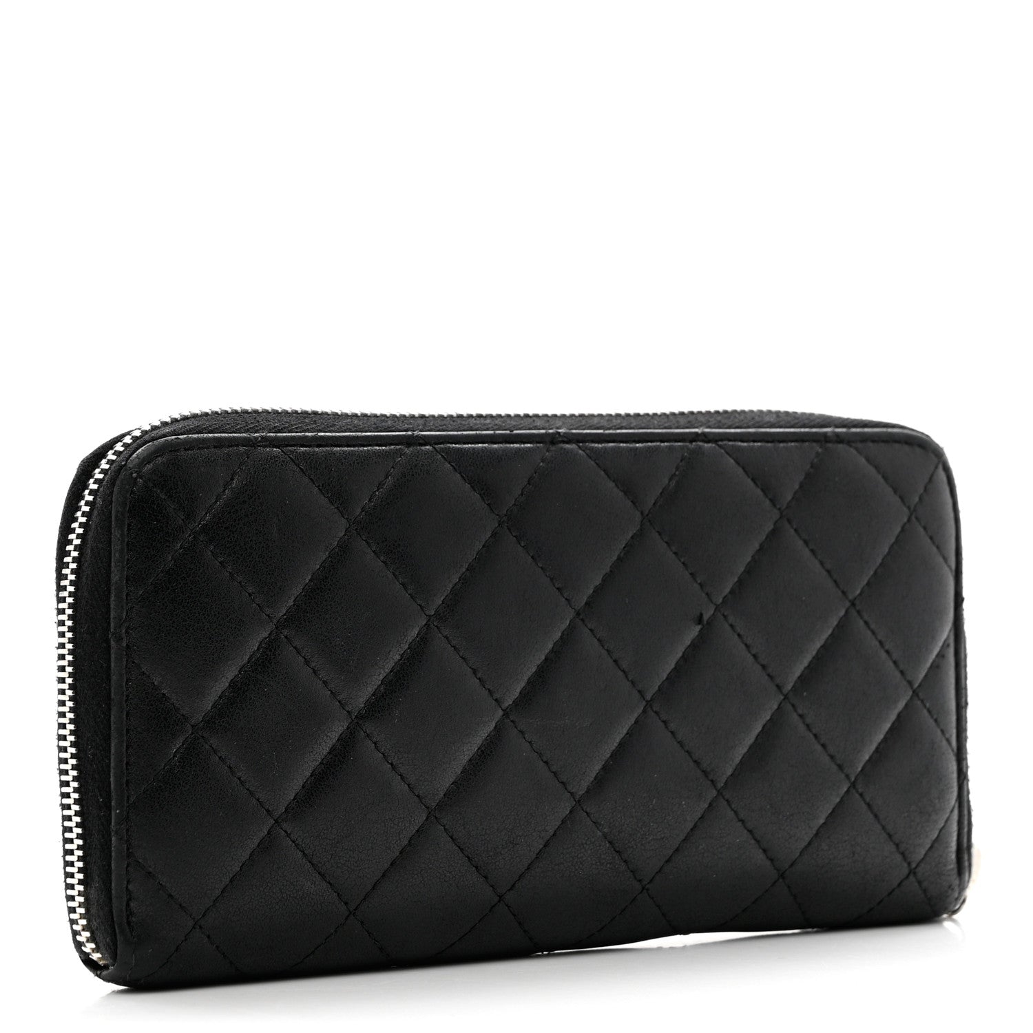 Chanel Lambskin Quilted Large Gusset Zip Around Wallet Black 3 of 11