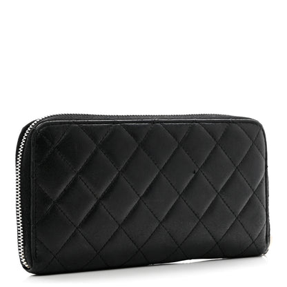 Chanel Lambskin Quilted Large Gusset Zip Around Wallet Black 3 of 11