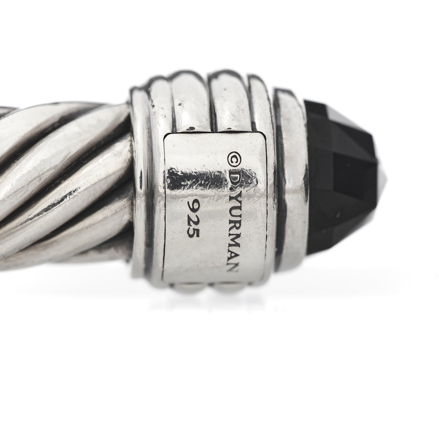 David Yurman Sterling Silver Black Onyx 10mm Cable Classics Hinged Bracelet 4 of 4