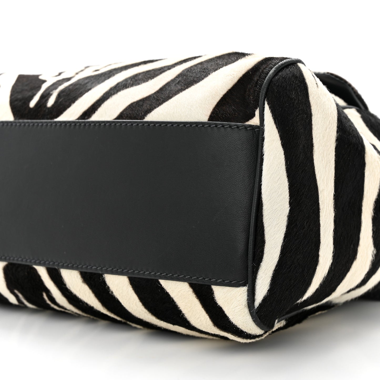 Calf Hair Zebra Print Large Miss Sicily Satchel Black White