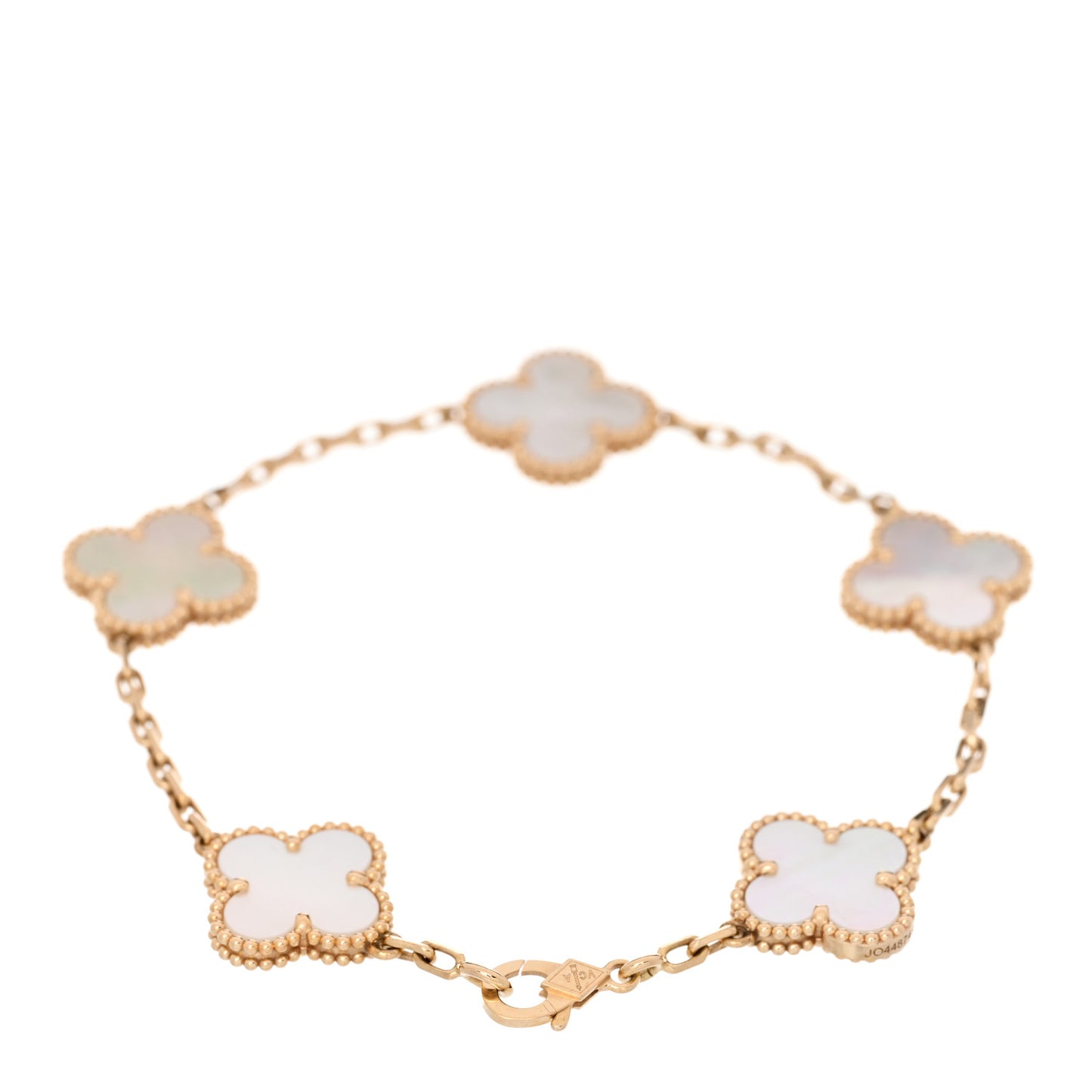 18K Yellow Gold Mother of Pearl 5 Motifs Vintage Alhambra Bracelet