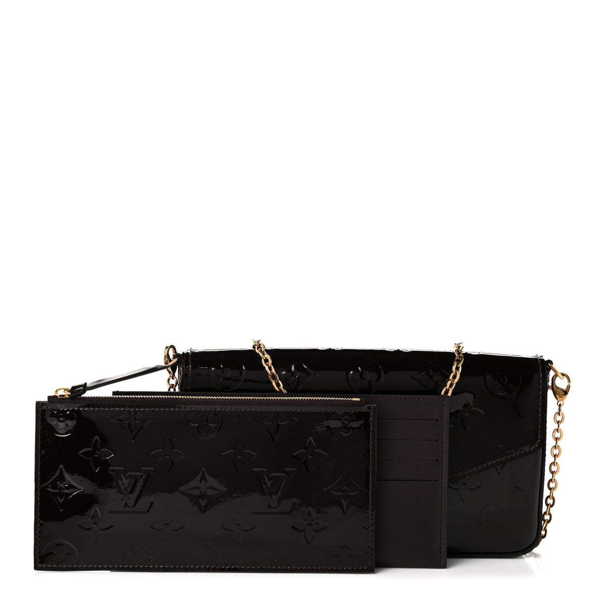 Louis Vuitton Vernis Pochette Felicie Chain Wallet Amarante 3 of 11