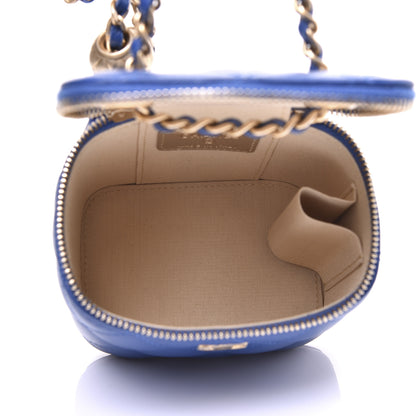Chanel Lambskin Quilted Pearl Crush Mini Vanity Case With Chain Blue 5 of 12
