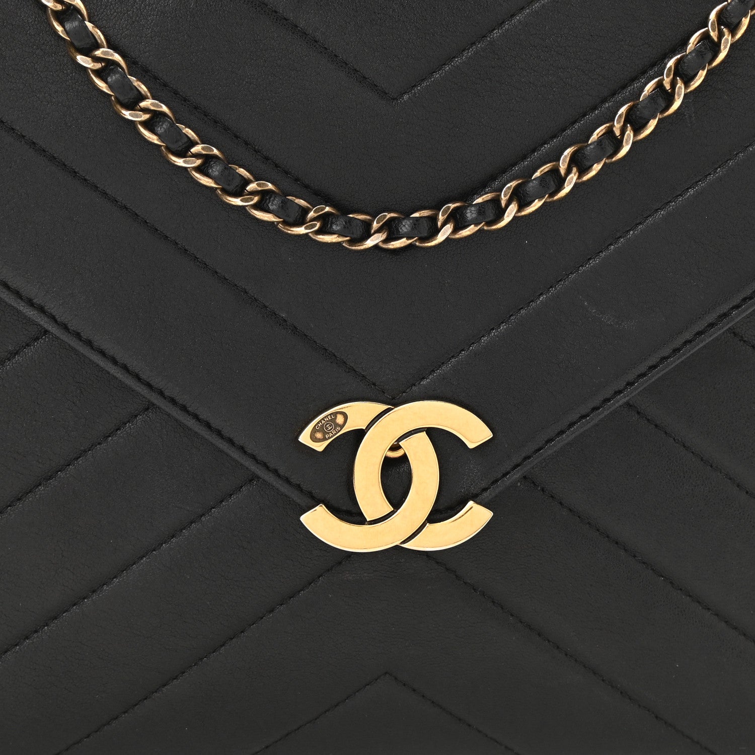 Chanel Lambskin Chevron Quilted Medium Envelope Flap Black 8 of 13