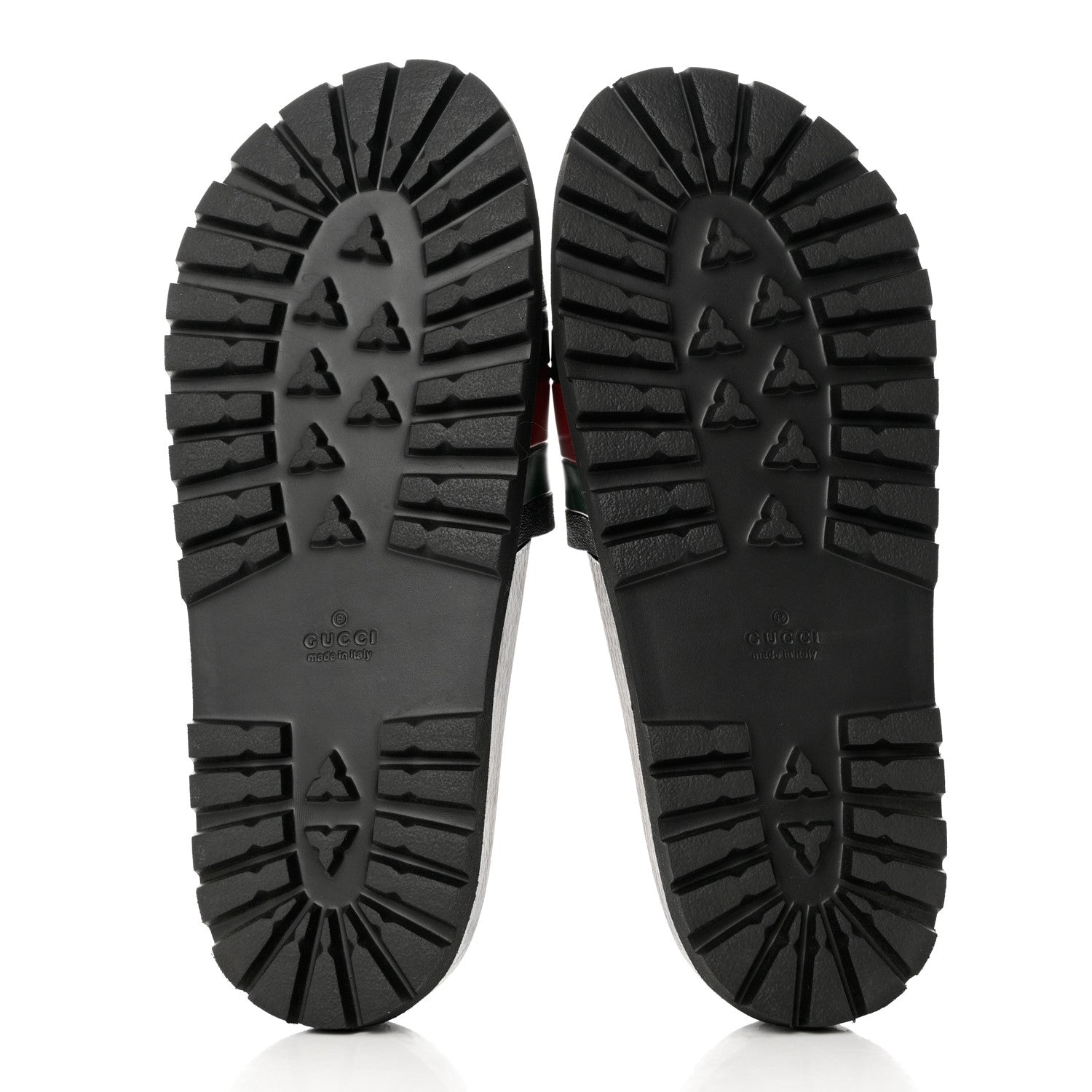 Gucci Rubber Web Mens Lug Sole Slide Sandals 11 Black Green Red 5 of 8