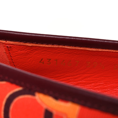 Gucci Betis Glamour Canvas Horsebit Print Womens Jordaan Loafers 39.5 Orange Red Rosso Ancora 10 of 11