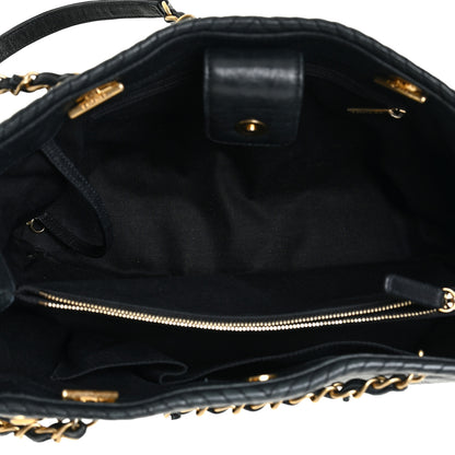 Chanel Wrinkled Lambskin Chevron Quilted Large Surpique Tote Black 6 of 18