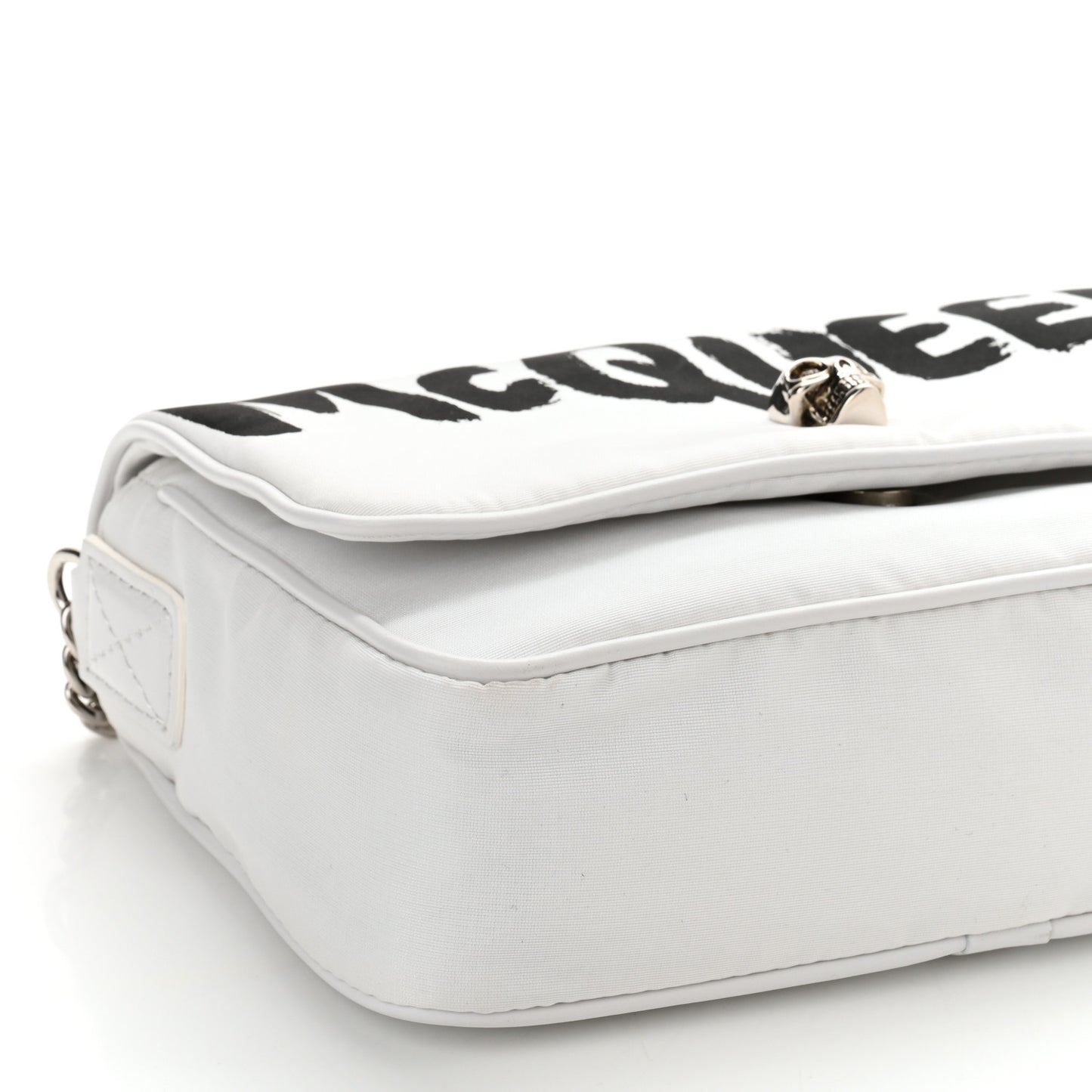 Nylon Graffiti Skull Small Crossbody Bag White Black