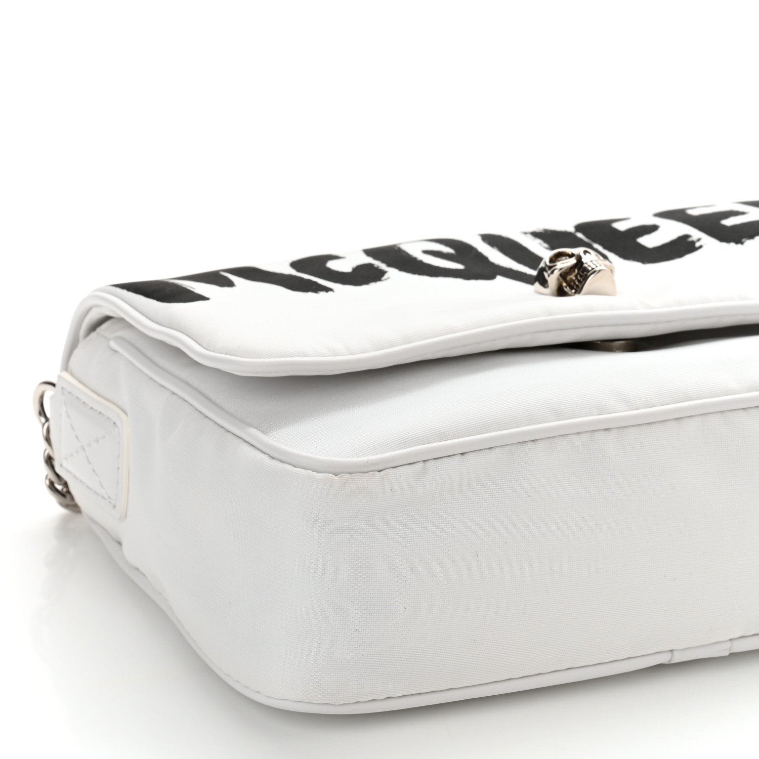 Alexander McQueen Nylon Graffiti Skull Small Crossbody Bag White Black 9 of 10