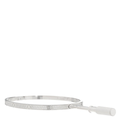 Cartier 18K White Gold Diamond Small LOVE Paved Bracelet 18 4 of 5