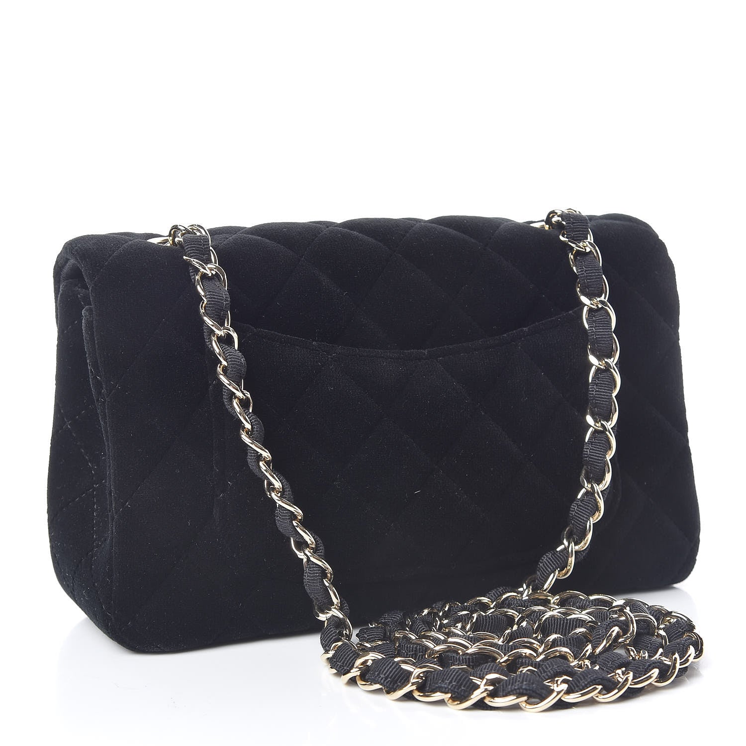 Chanel Velvet Quilted Mini Rectangular Flap Black 3 of 11