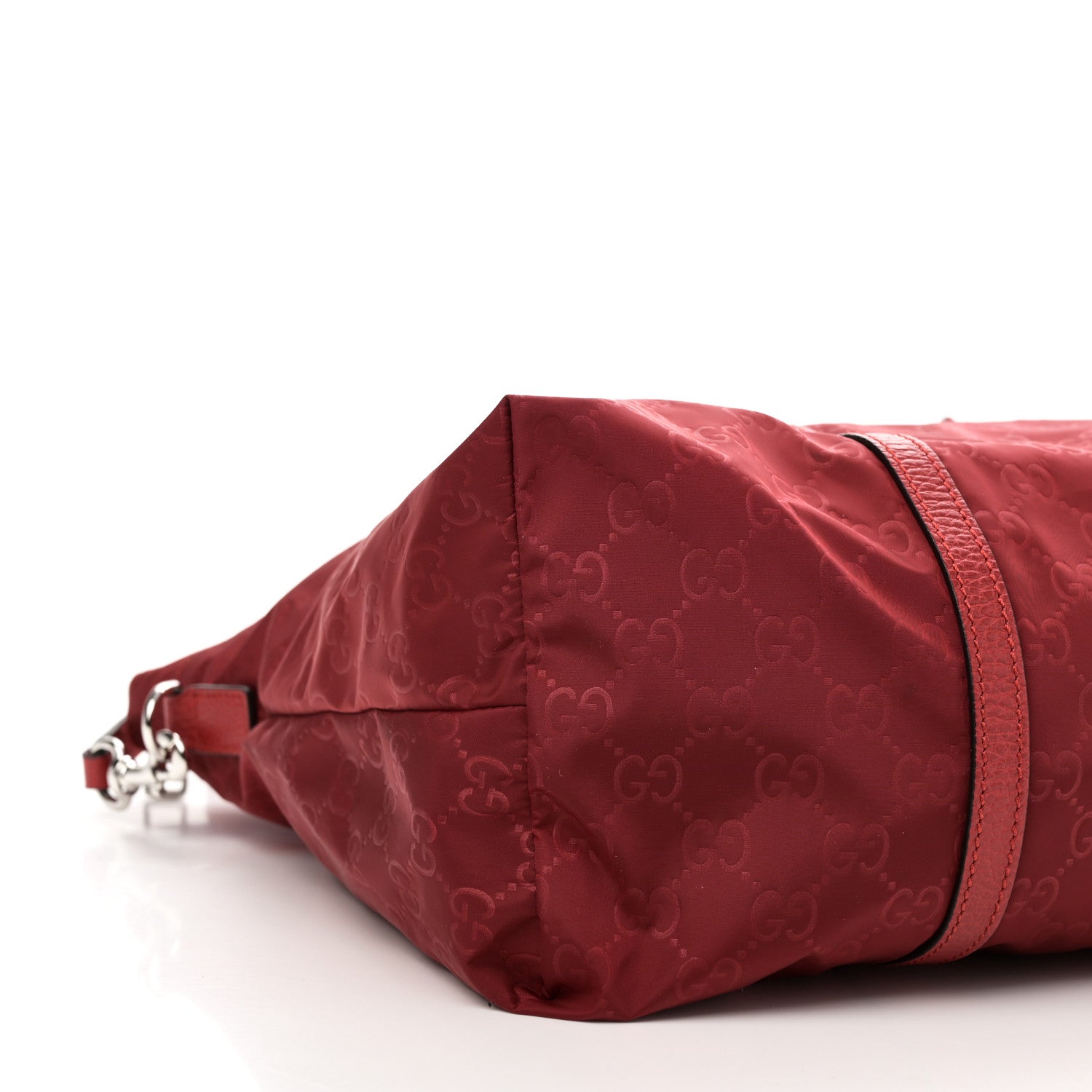 Gucci Nylon Monogram Dollar Calfskin Tote Vibrant Red 9 of 10