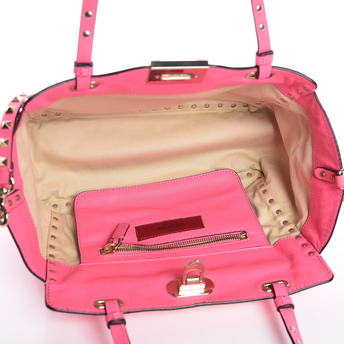 Vitello Small Rockstud Tote Fuxia Fluo