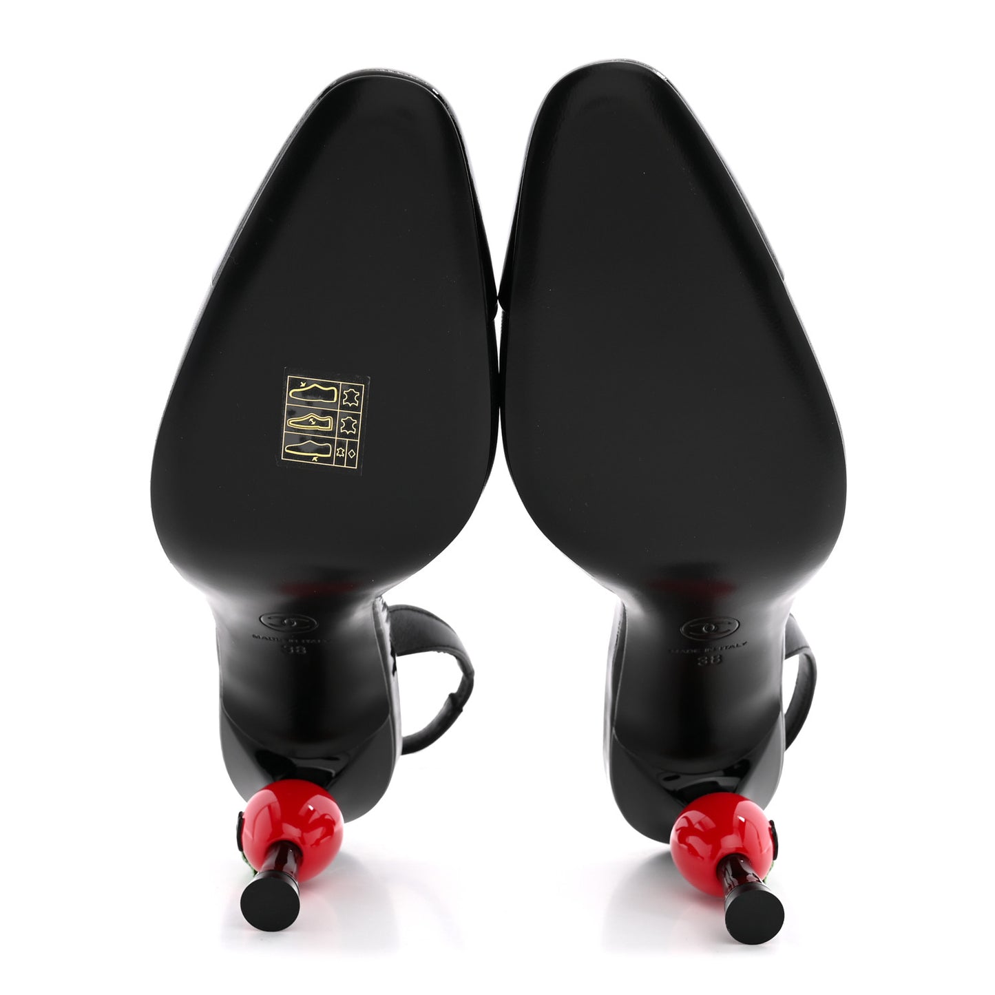 Lambskin Patent Cap Toe CC Apple Slingback Pumps 38 Black