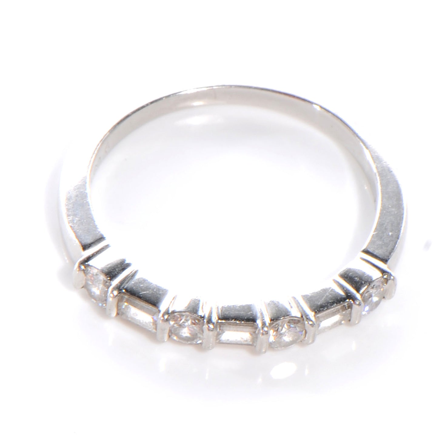 Platinum Diamond Round and Baguette Band Ring 5