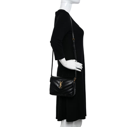 Saint Laurent Calfskin Y Quilted Monogram Toy Loulou Crossbody Bag Black 2 of 12
