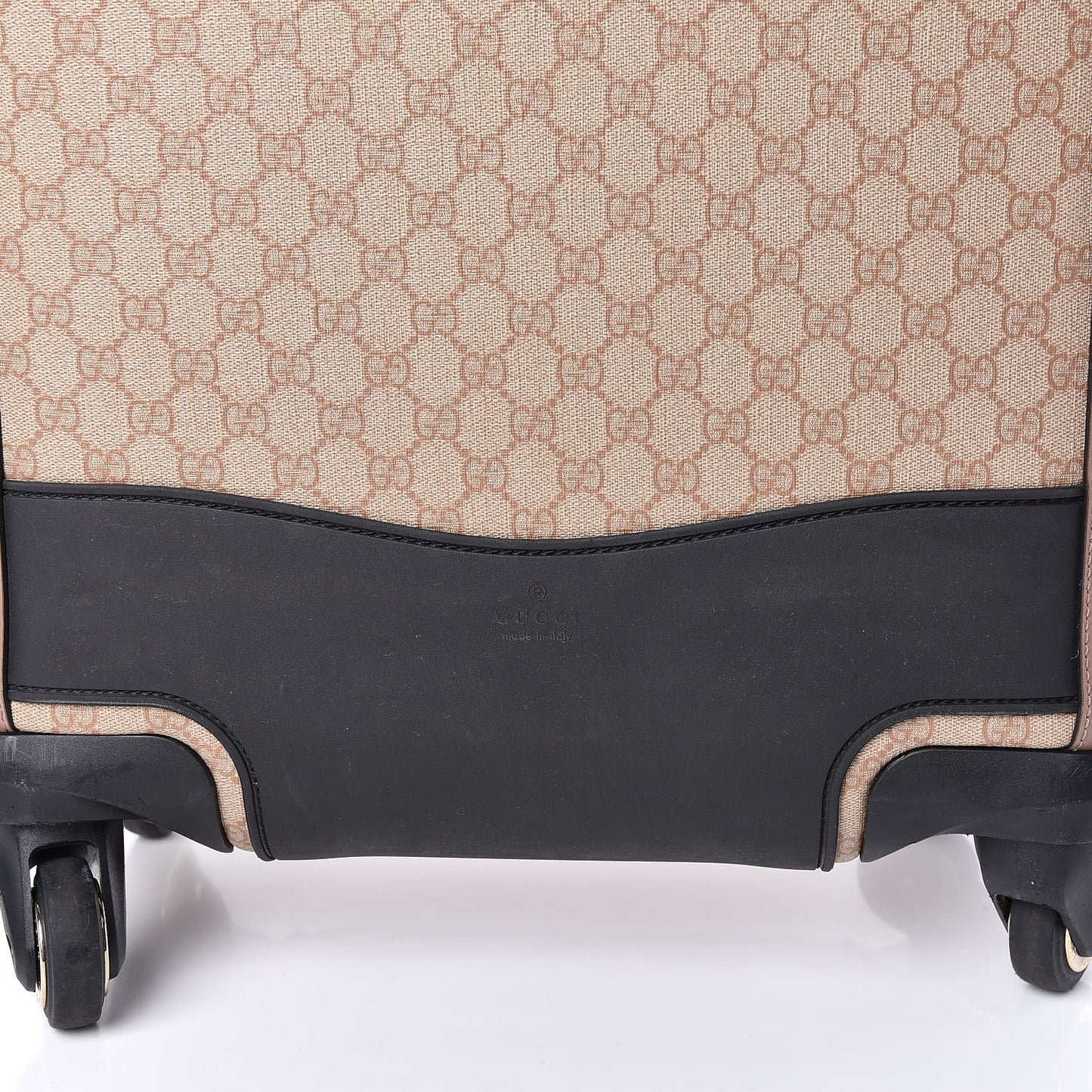 GG Supreme Monogram Selleria Calfskin Four Wheel Carry On Suitcase Winter Rose