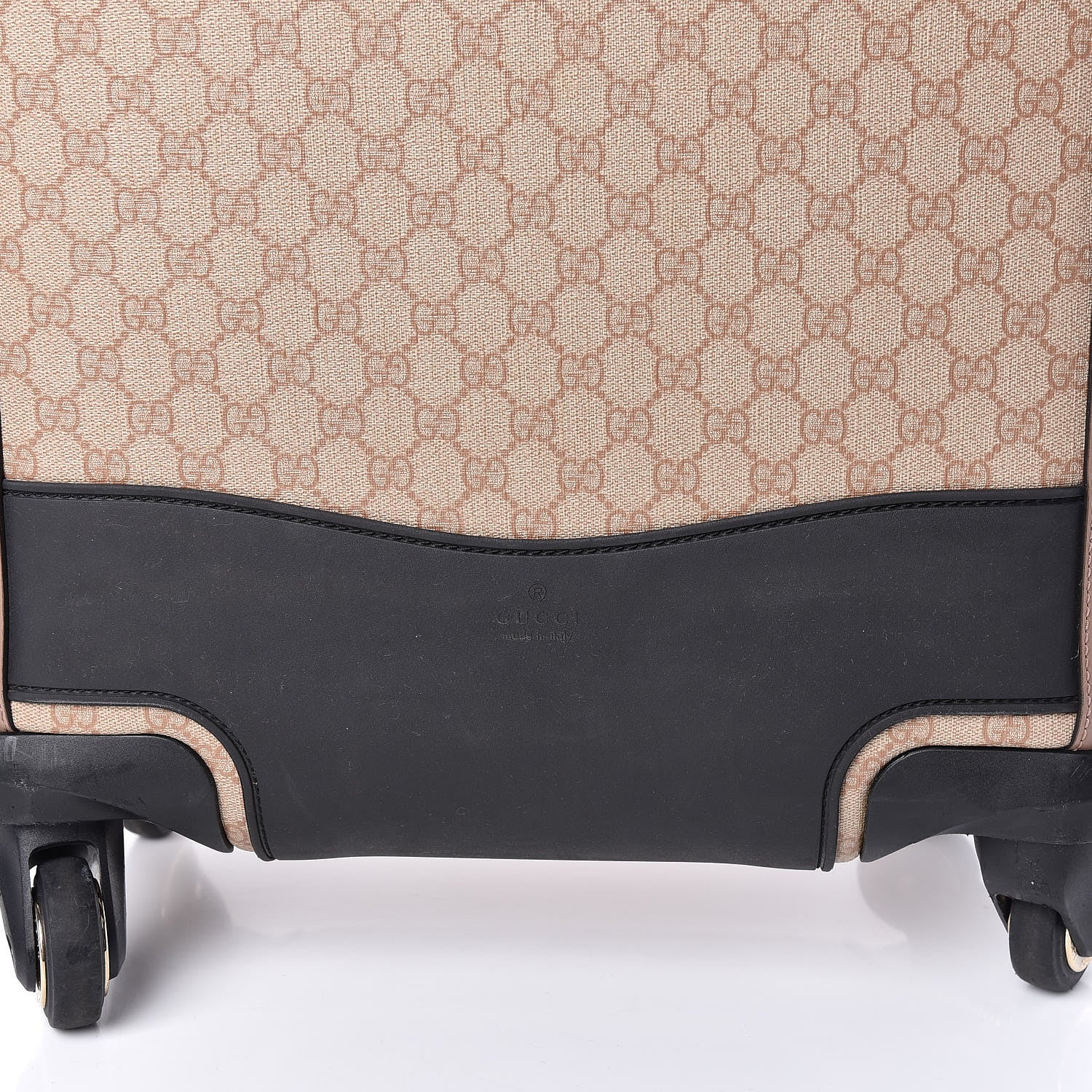 Gucci GG Supreme Monogram Selleria Calfskin Four Wheel Carry On Suitcase Winter Rose 15 of 23