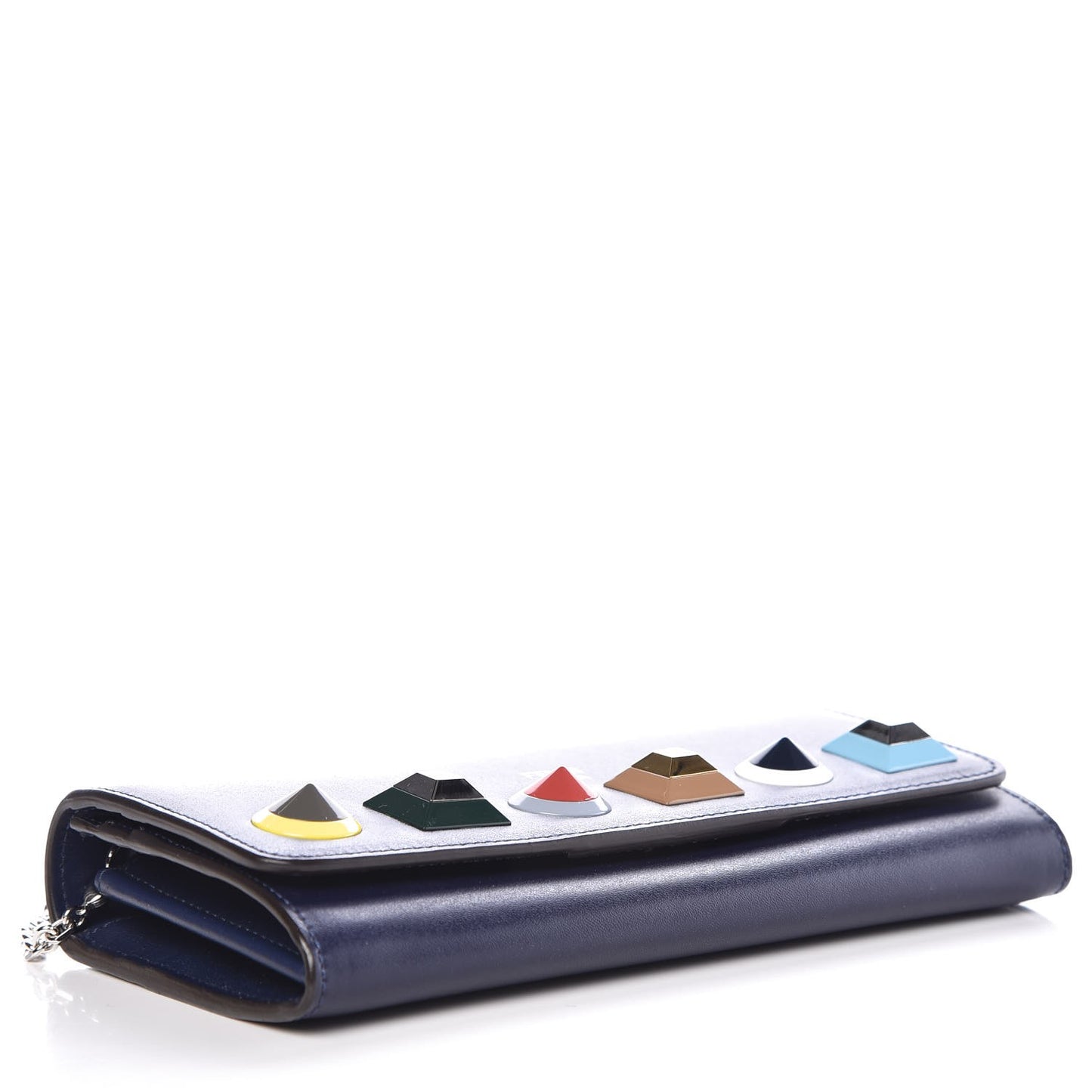 Vitello Liberty Studded Continental Wallet On Chain Blueberry Multicolor