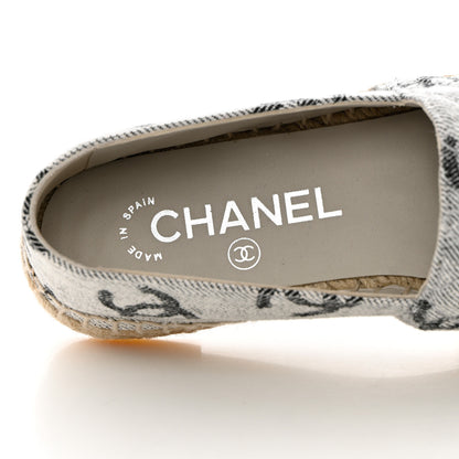 Chanel Cotton Jacquard Grosgrain CC Print Espadrilles 35 Grey Black 7 of 10