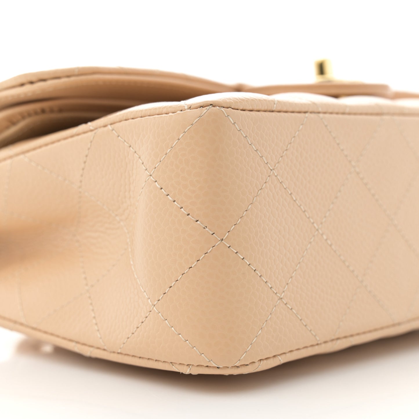 Caviar Quilted Small Double Flap Beige