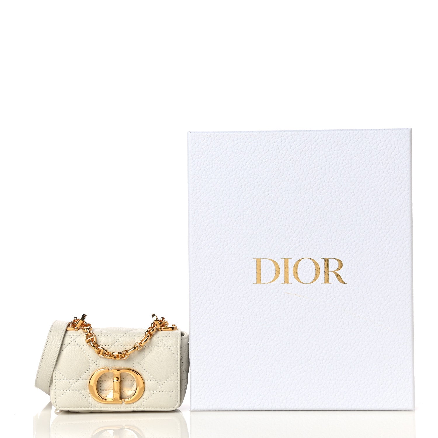Christian Dior Supple Calfskin Cannage Micro Caro Bag Latte 9 of 9