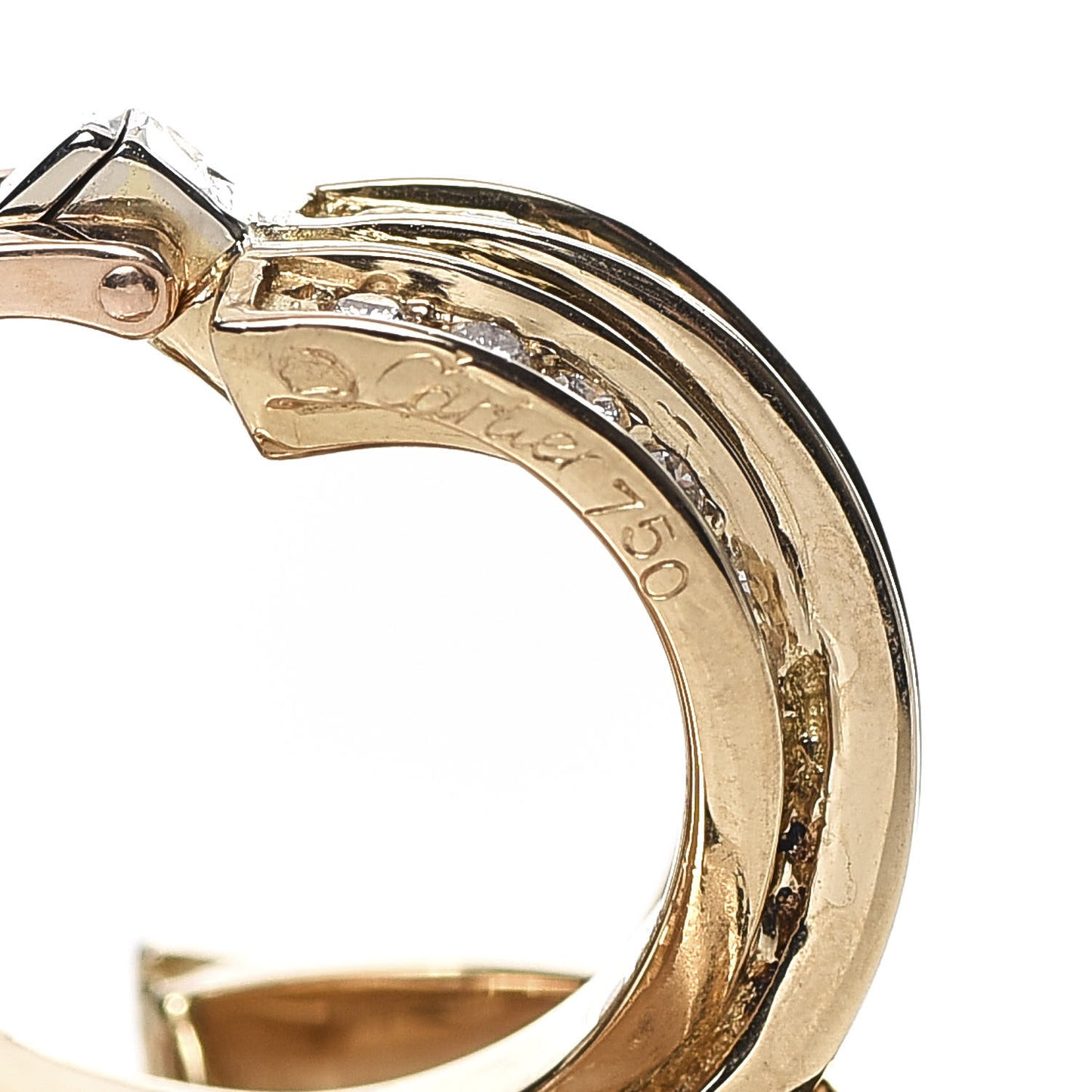 18K Yellow Gold Diamond Trinity Hoop Earrings