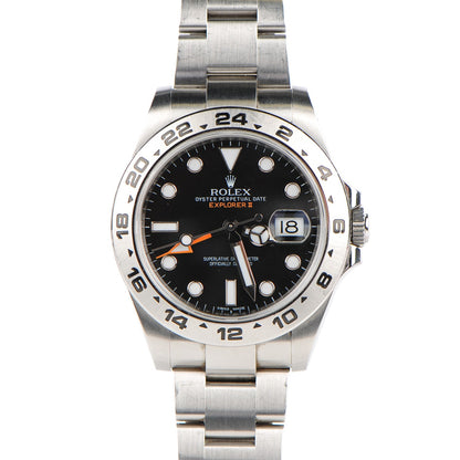 Rolex Stainless Steel 42mm Oyster Perpetual Date Explorer II Watch Black 216570 1 of 8
