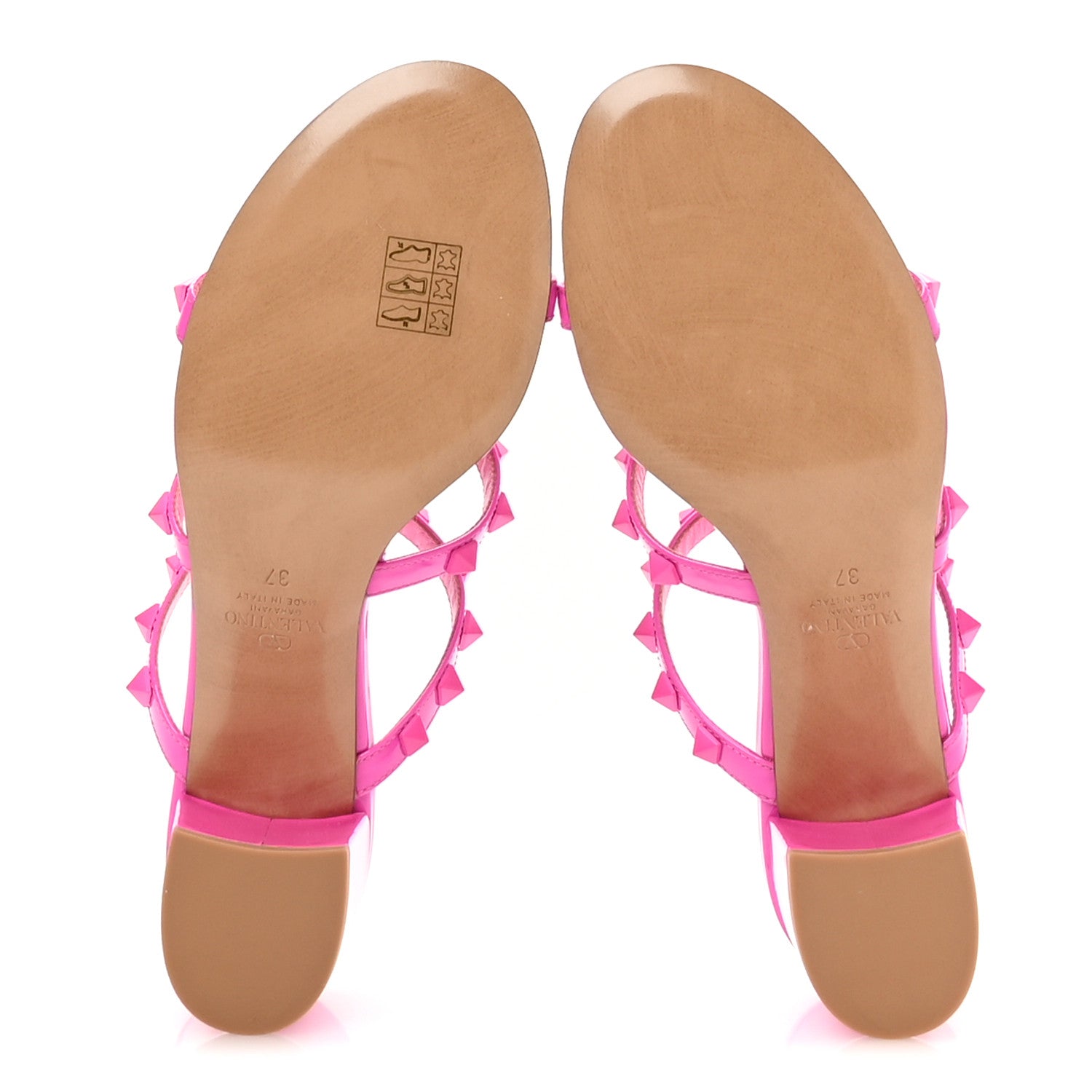 Valentino Garavani Patent Lacquered Monochrome Rockstud 60mm Caged Slide Sandals 37 Pink PP 6 of 9