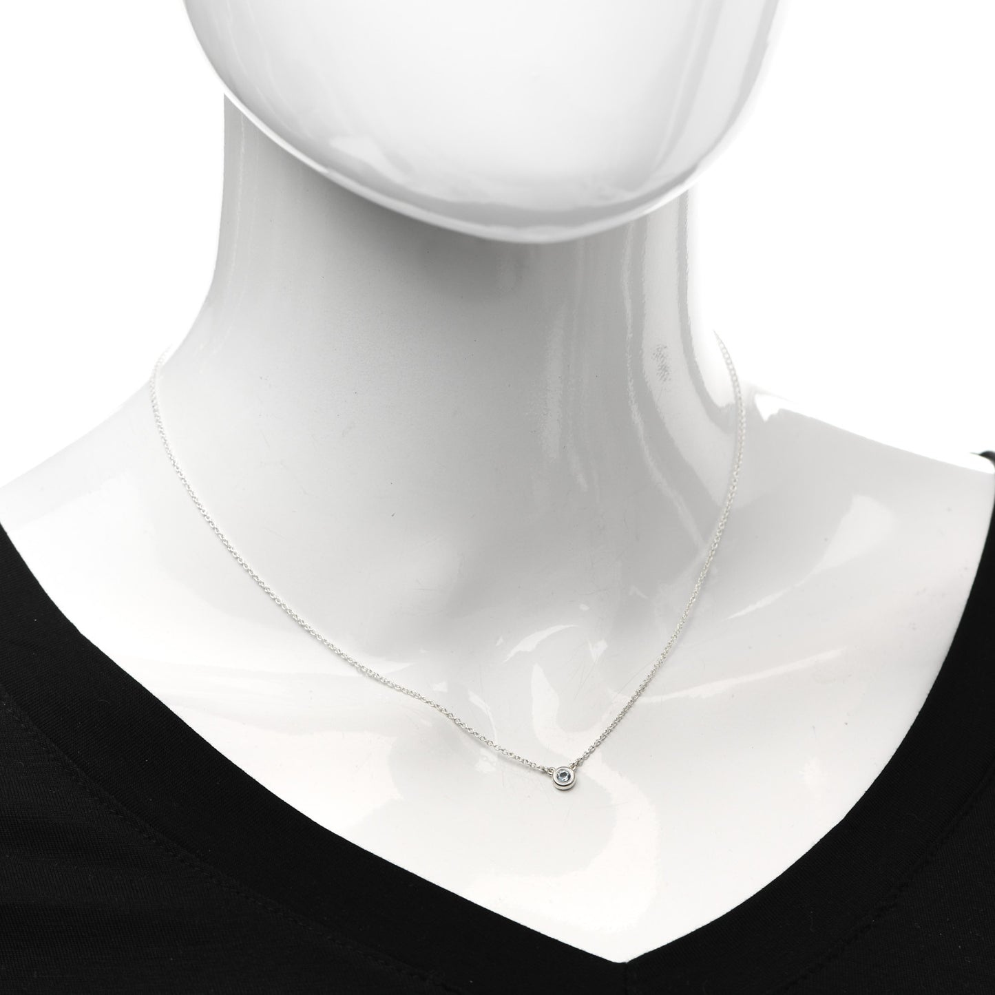 Sterling Silver Aquamarine .06ct Elsa Peretti Color by the Yard Pendant Necklace