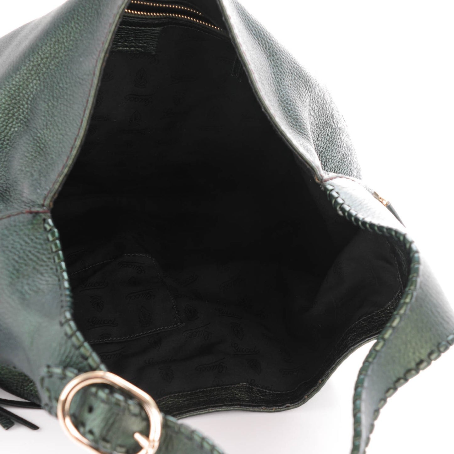 Metallic Pebbled Calfskin Large New Jackie Shoulder Bag Green