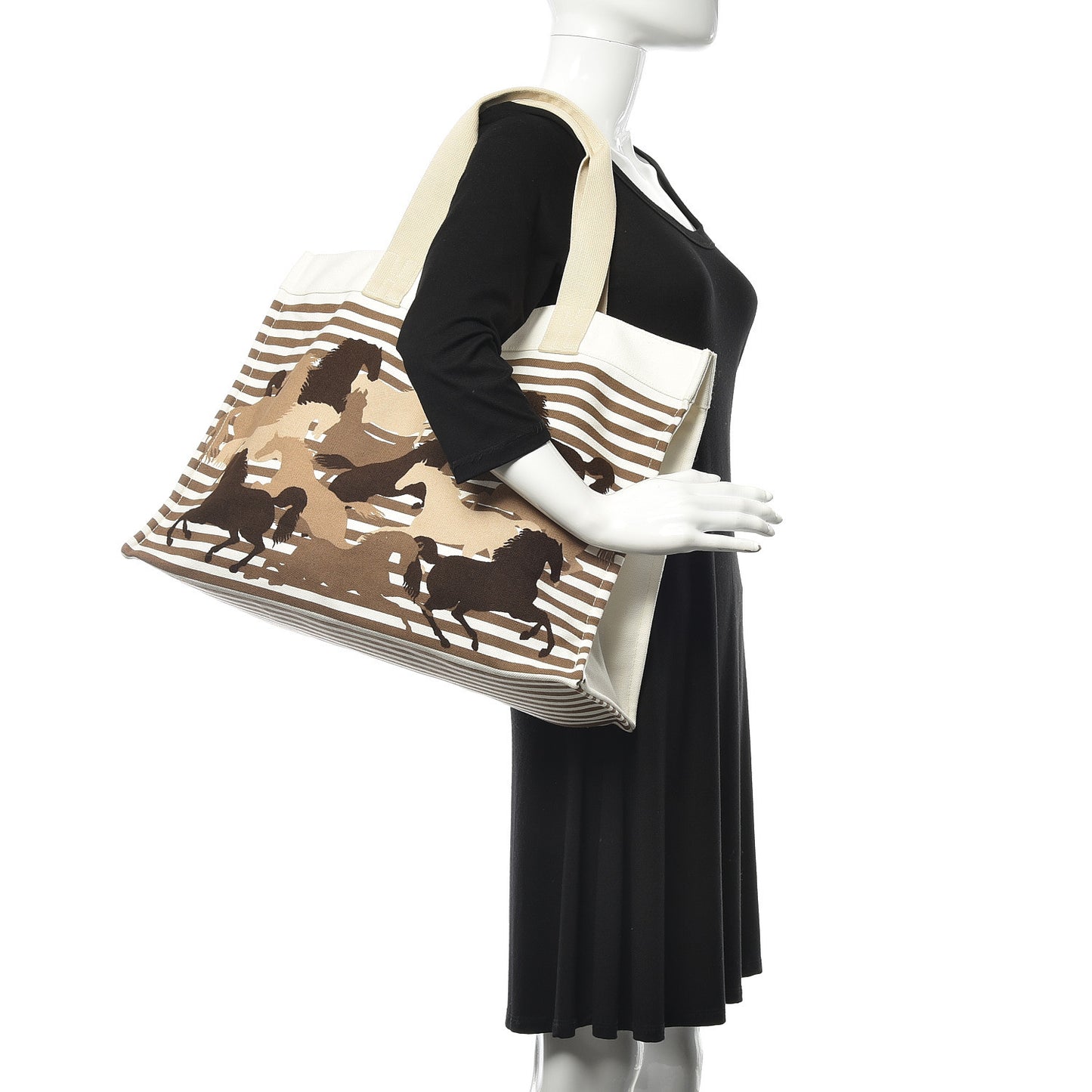 Cotton Canvas Chevaux En Camouflage Beach Bag