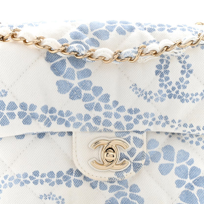Chanel Printed Denim Coco Beach Quilted Small Single Flap Light Blue White 8 of 11