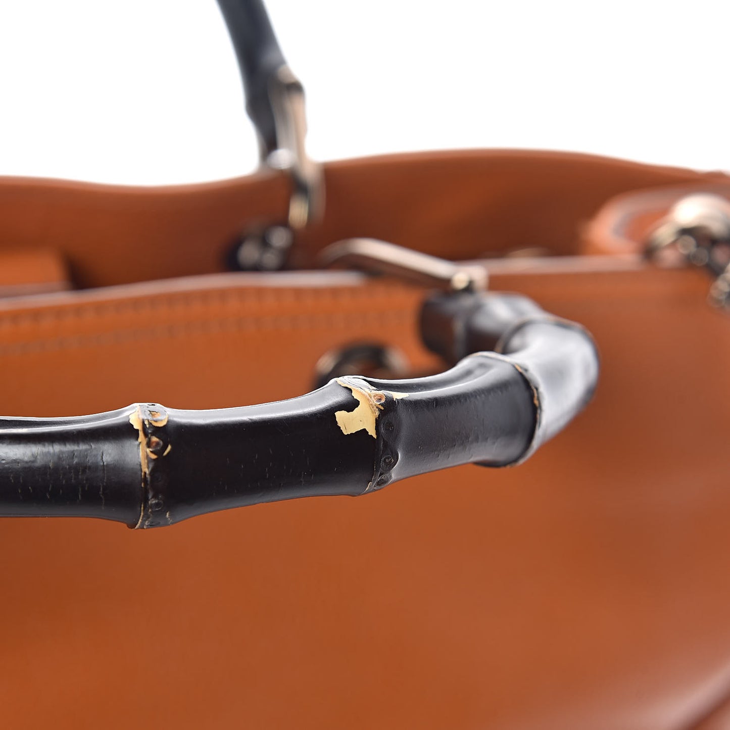 Cellarius Calfskin Medium Bamboo Shopper Tote Orange