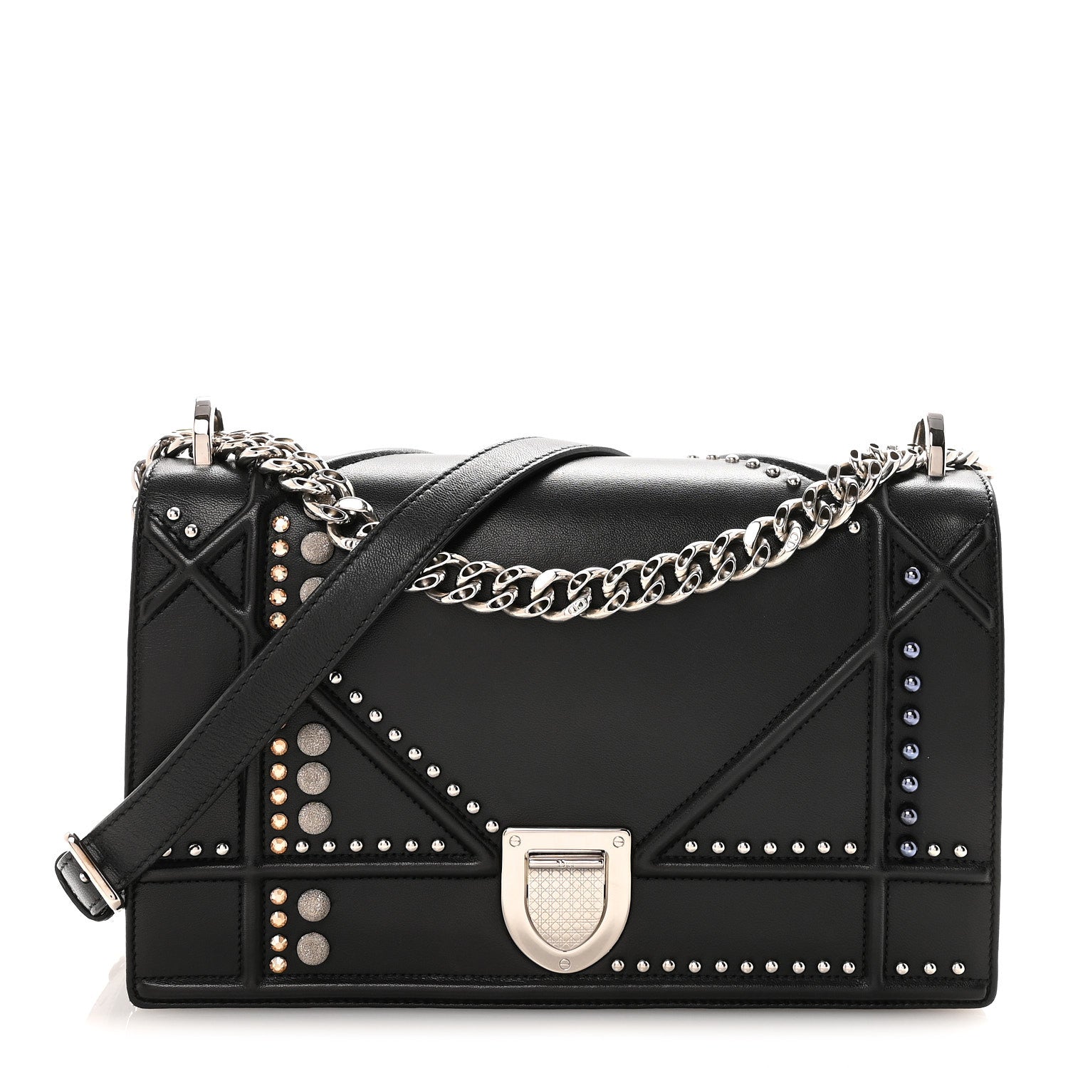 Christian Dior Lambskin Multi Studded Medium Diorama Flap Bag