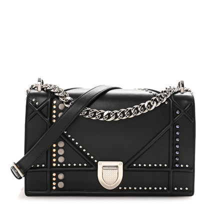Christian Dior Lambskin Multi Studded Medium Diorama Flap Bag Black 1 of 9