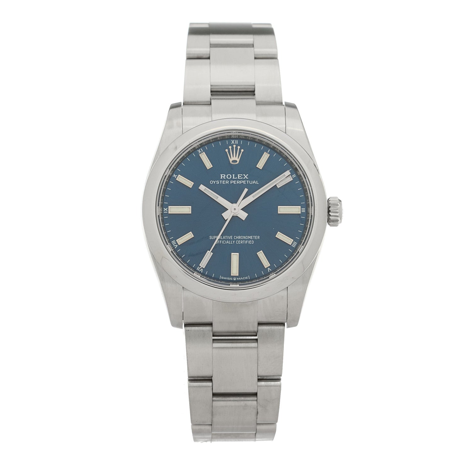 Rolex Stainless Steel 34mm Oyster Perpetual Watch Bright Blue 124200 1 of 4