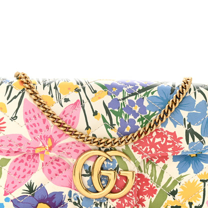 Gucci X KEN SCOTT Calfskin Matelasse Floral Print Super Mini GG Marmont Shoulder Bag Ivory Pink 10 of 15