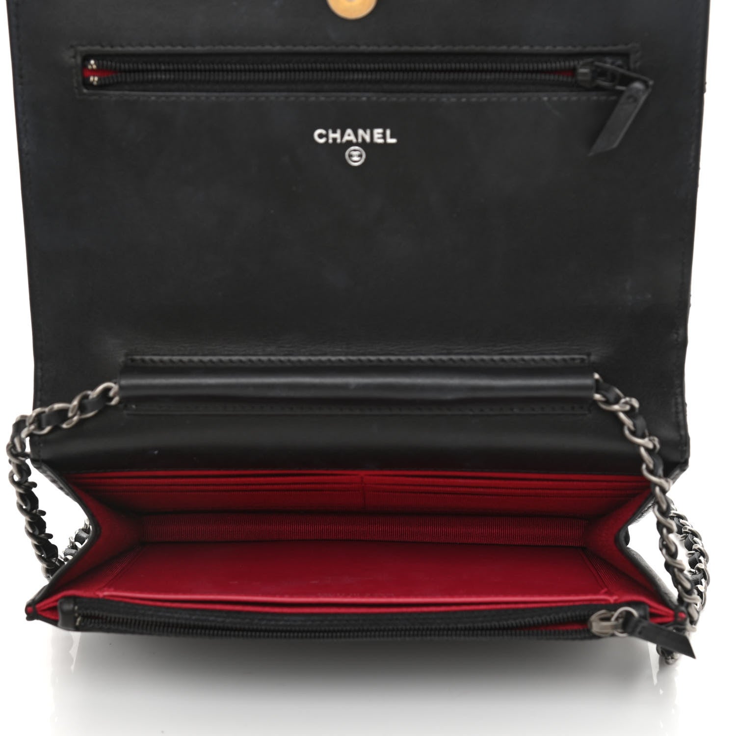 Chanel Aged Calfskin Quilted Gabrielle Wallet On Chain WOC Black 5 of 13