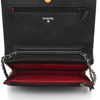 Chanel Aged Calfskin Quilted Gabrielle Wallet On Chain WOC Black 5 of 13