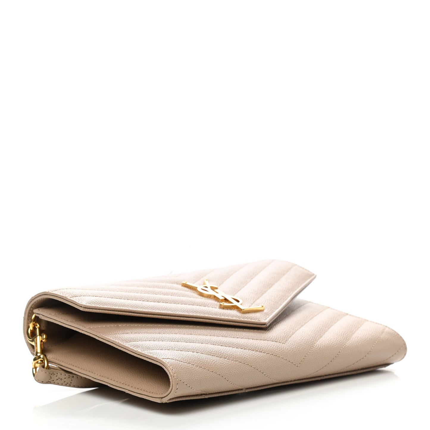 Grain De Poudre Matelasse Chevron Monogram Envelope Clutch Dark Beige