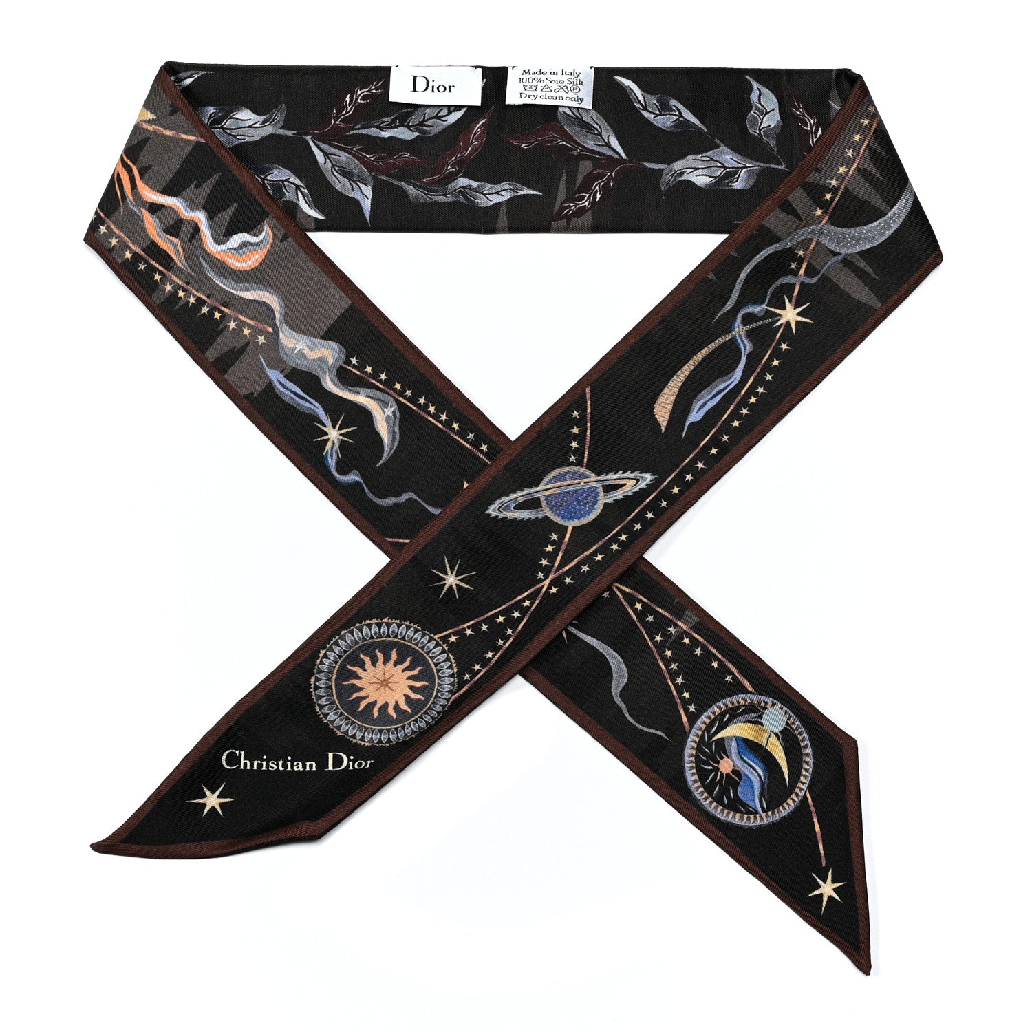 Christian Dior Silk Air Mitzah Scarf Brown Beige 1 of 3