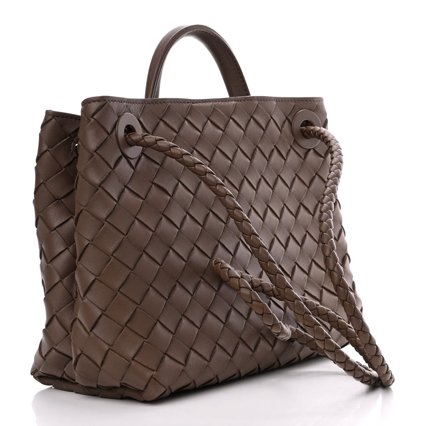 Nappa Intrecciato Small Andiamo Shoulder Bag Taupe Grey