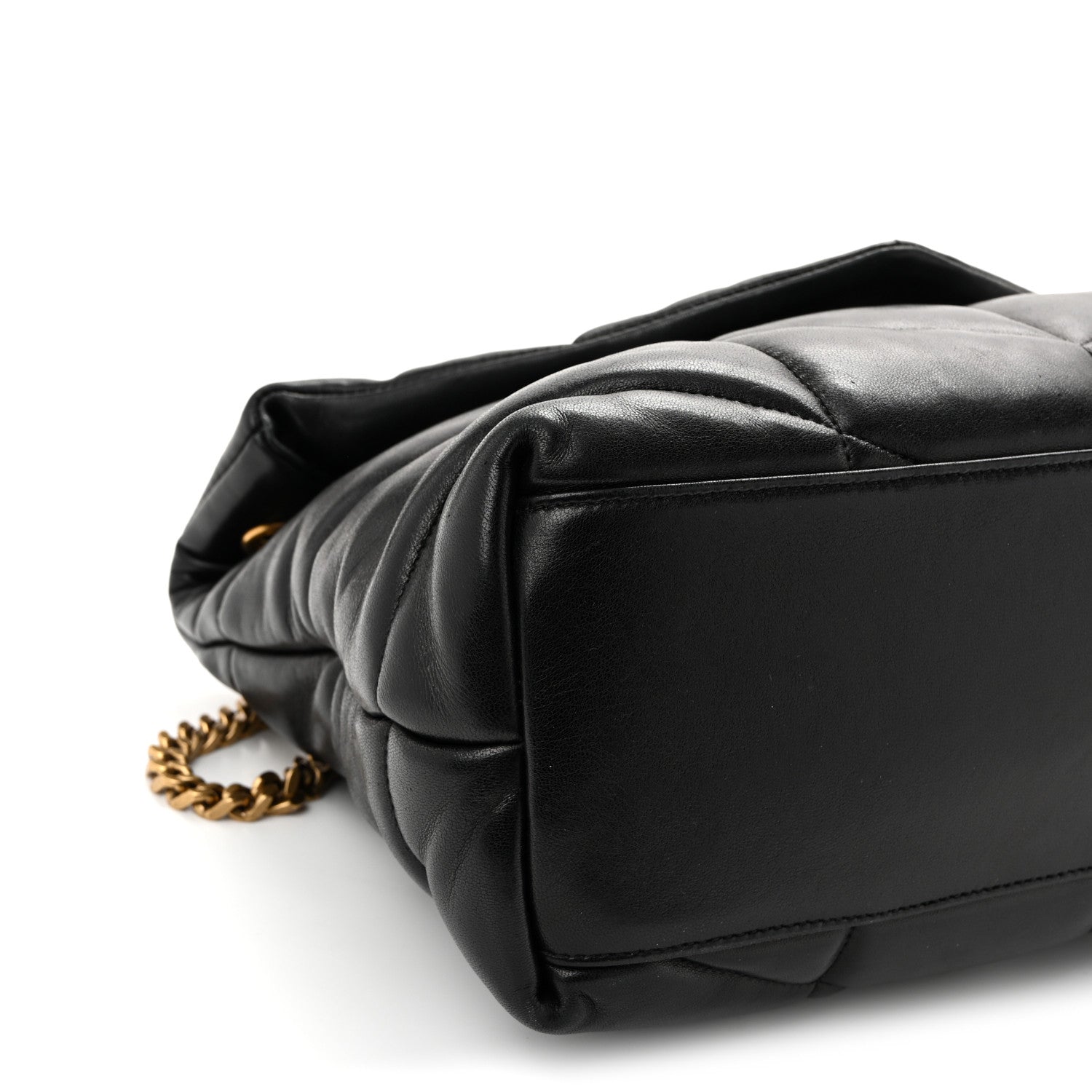 Saint Laurent Lambskin Quilted Medium Loulou Puffer Monogram Chain Satchel Black 8 of 9