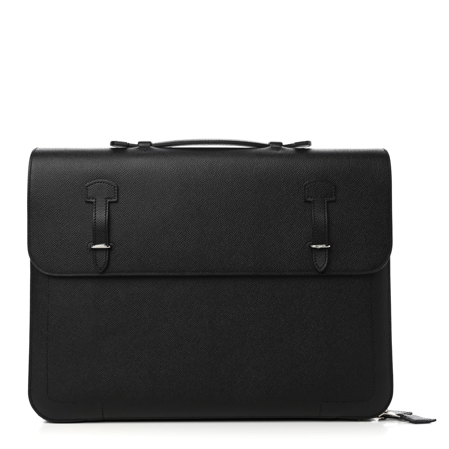 Hermes Epsom Serviette 57 Briefcase Black Bleu Indigo 1 of 8