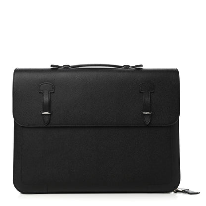 Hermes Epsom Serviette 57 Briefcase Black Bleu Indigo 1 of 8