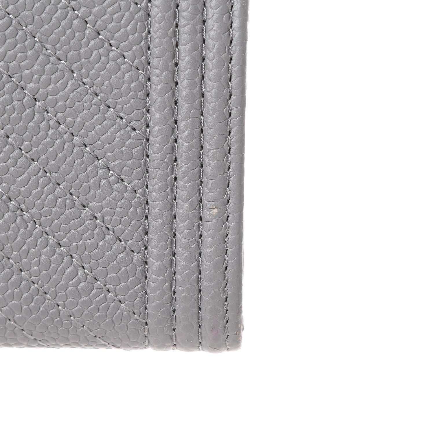 Chanel Caviar Chevron Quilted Boy Flap Card Holder Grey 9 of 13