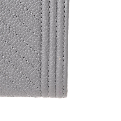 Chanel Caviar Chevron Quilted Boy Flap Card Holder Grey 9 of 13