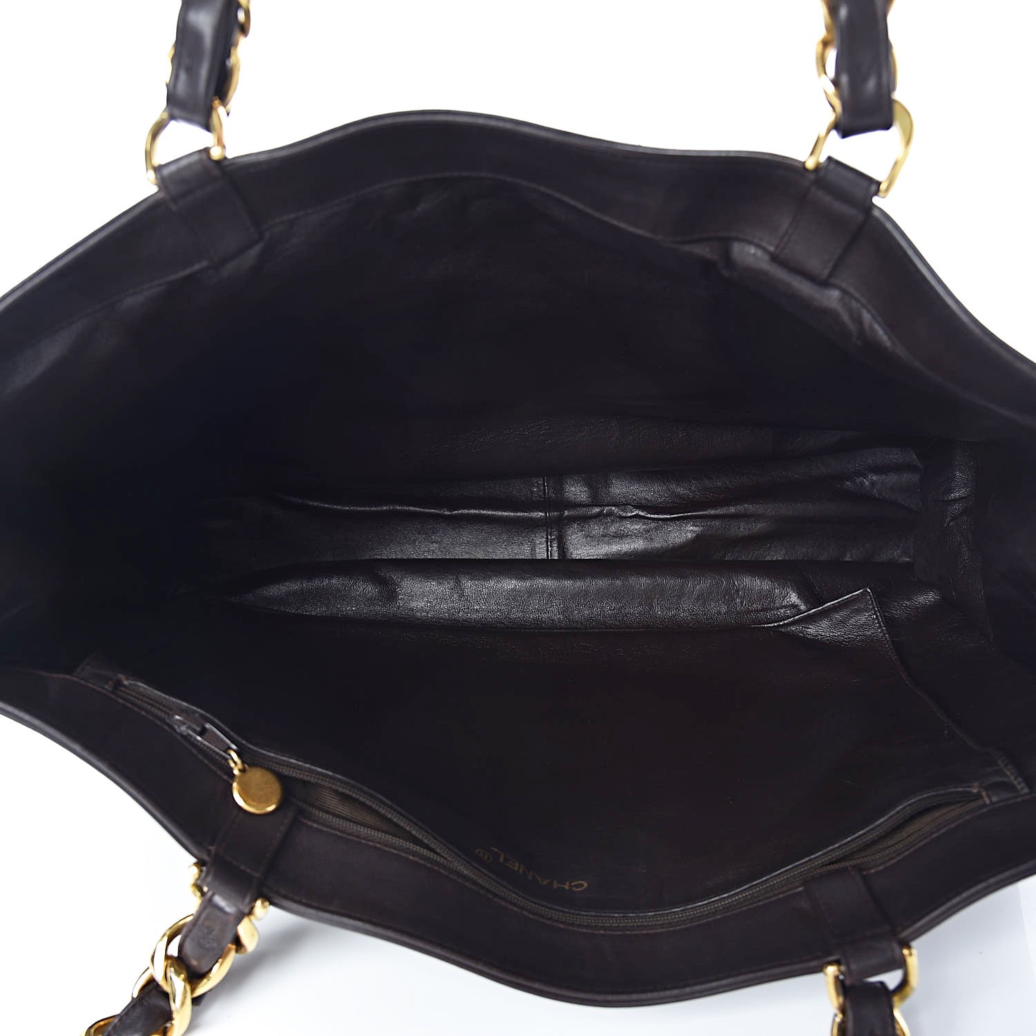 Chanel Lambskin CC Tote Dark Brown 5 of 15